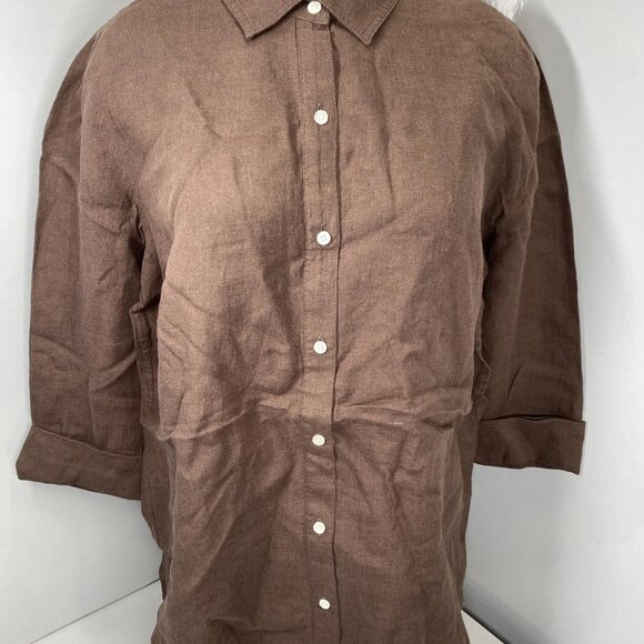 NEW J. MCGLAUGHLIN Women's Britt Linen Button-Up Shirt Dark Brown Size XL – NWT - Picture 1 of 9